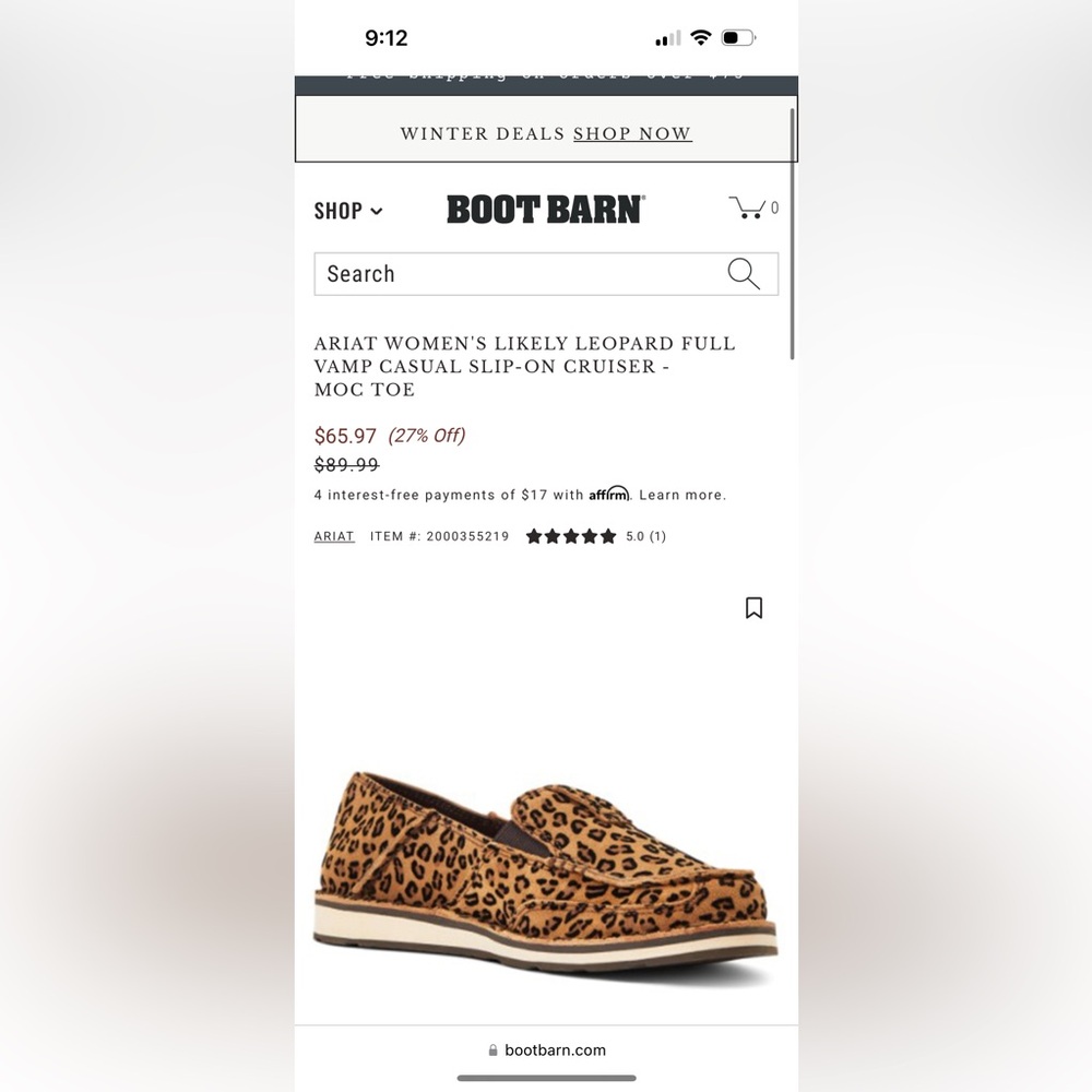 ARIAT WOMENS 7 LEOPARD VAMP CASUAL SLIP-ON BOAT SHOE LOAFER- MOC TOE- Cheetah - Picture 2 of 8